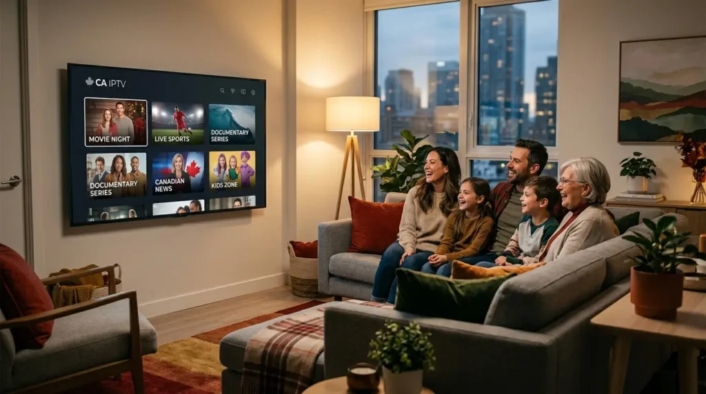 CA IPTV streaming platform running on smart TV, smartphone, and tablet devices.