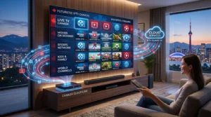 IP IPTV streaming service on a smart TV in a modern Canadian home