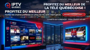 Family watching Quebec IPTV on a smart TV at home