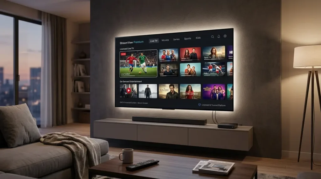 Professional DMCA compliant IPTV streaming service on smart TV